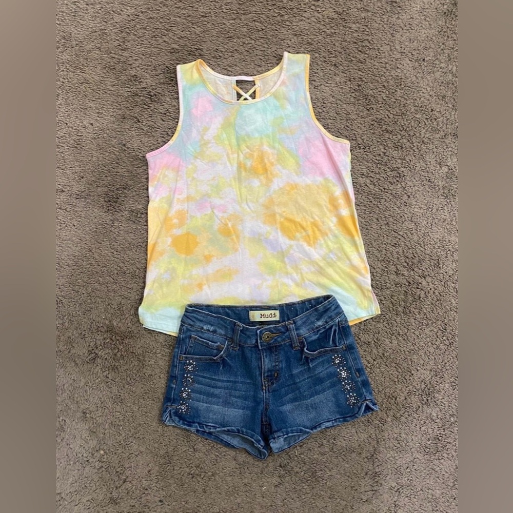 Girls SO/Mudd Tank Denim Shorts outfit size 10/12